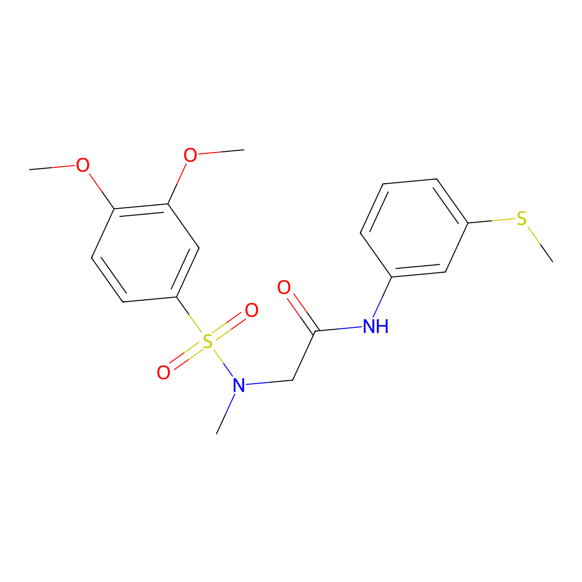 2-[(3,4-dimethoxyphenyl)sulfonyl-methylamino]-N-(3-methylsulfanylphenyl)acetamide molecular structure, CAS 665017-68-5