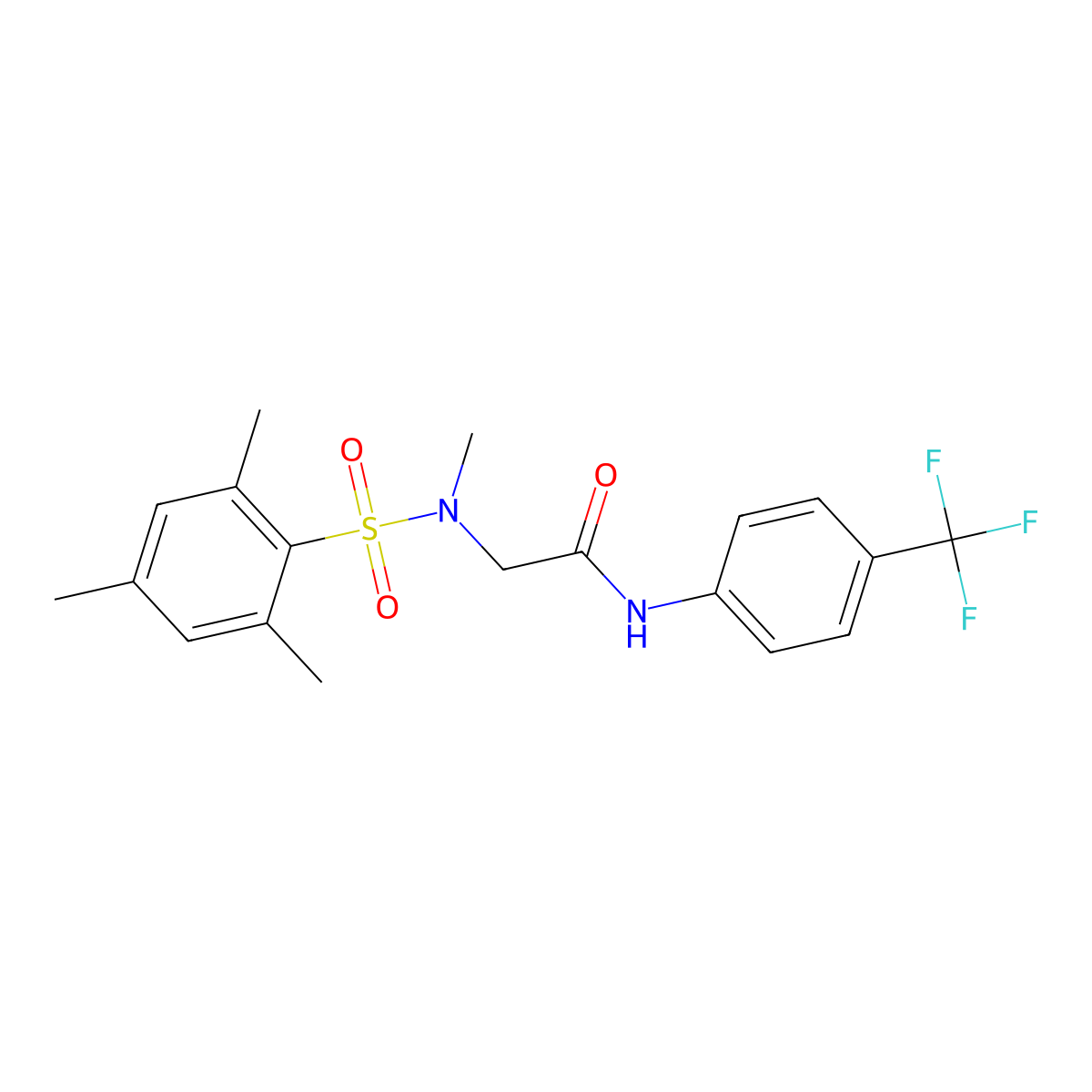 2-[methyl-(2,4,6-trimethylphenyl)sulfonylamino]-N-[4-(trifluoromethyl)phenyl]acetamide molecular structure, CAS 665017-76-5
