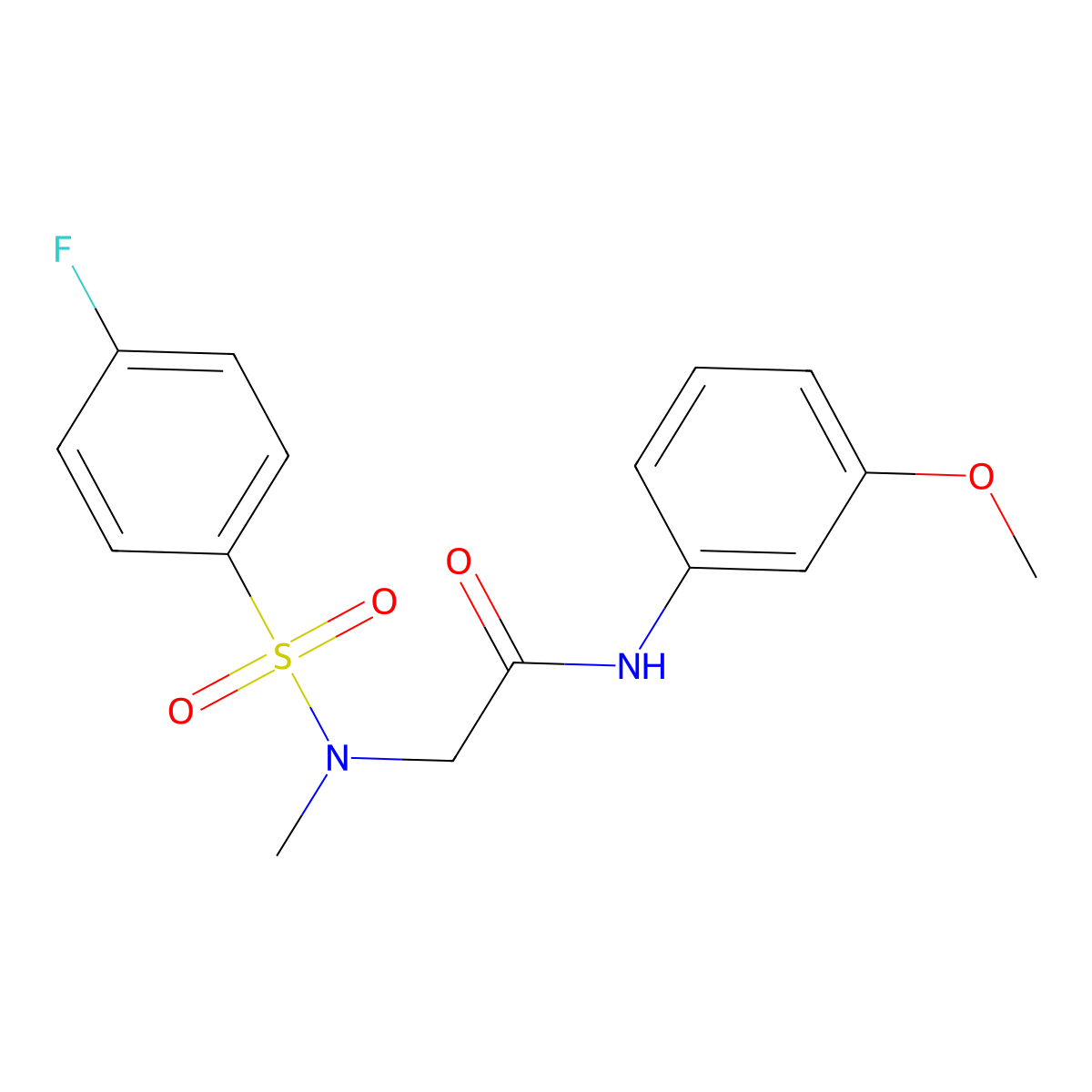 2-[(4-fluorophenyl)sulfonyl-methylamino]-N-(3-methoxyphenyl)acetamide molecular structure, CAS 665017-82-3