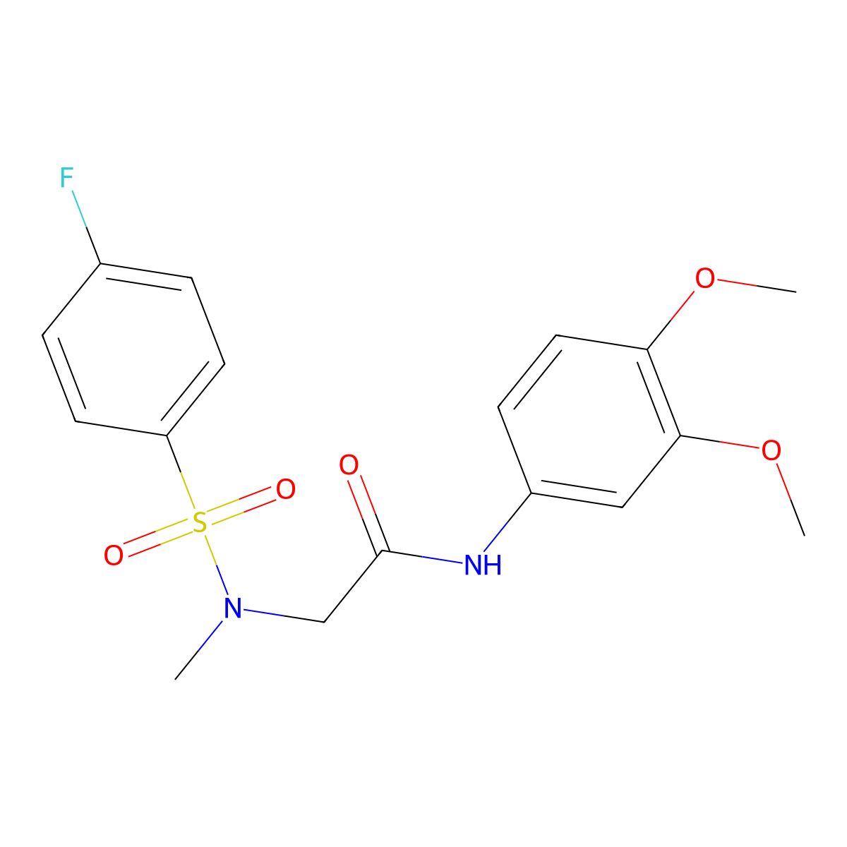 N-(3,4-dimethoxyphenyl)-2-[(4-fluorophenyl)sulfonyl-methylamino]acetamide molecular structure, CAS 665017-84-5