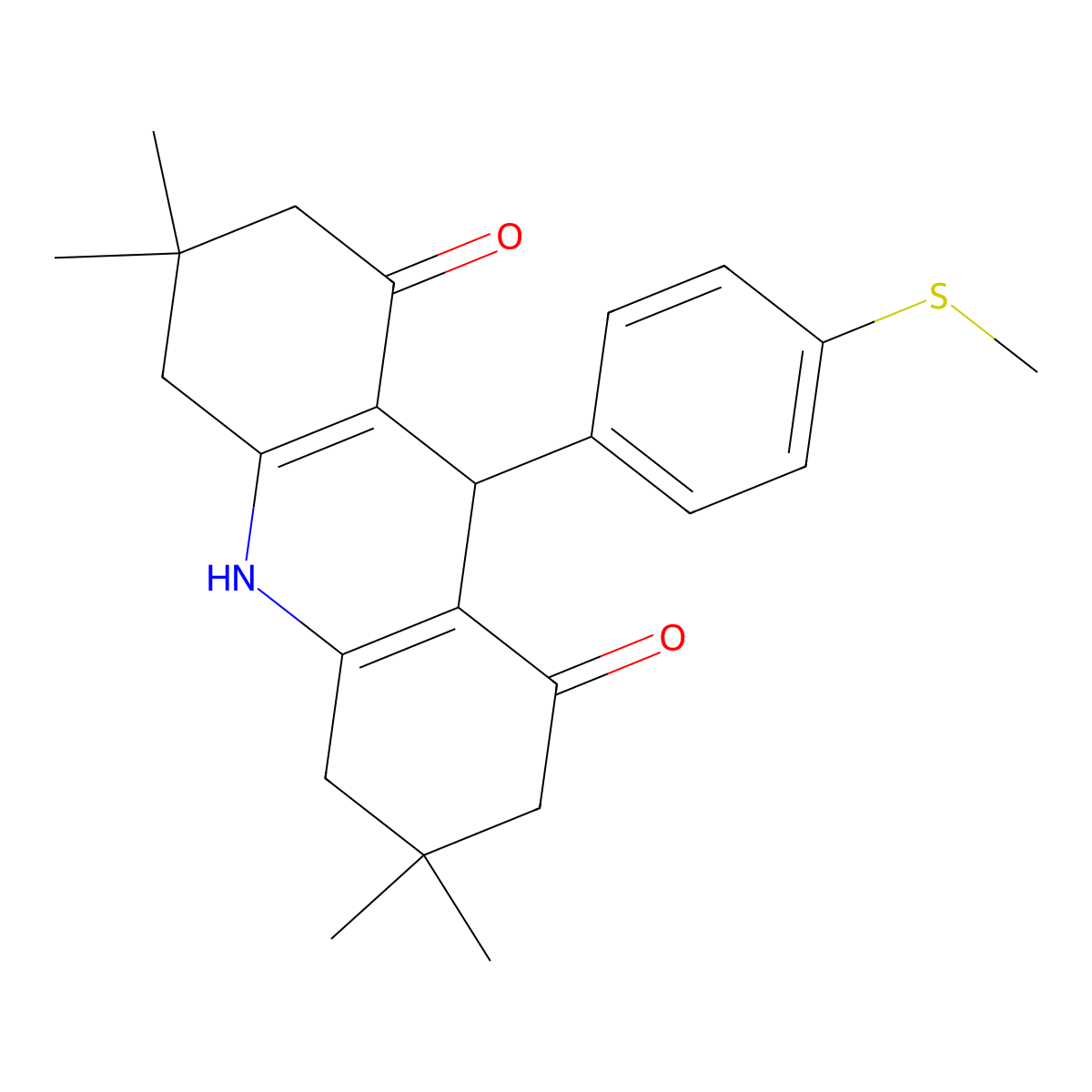 3,3,6,6-Tetramethyl-9-(4-methylsulfanylphenyl)-2,4,5,7,9,10-hexahydroacridine-1,8-dione molecular structure, CAS 665018-00-8