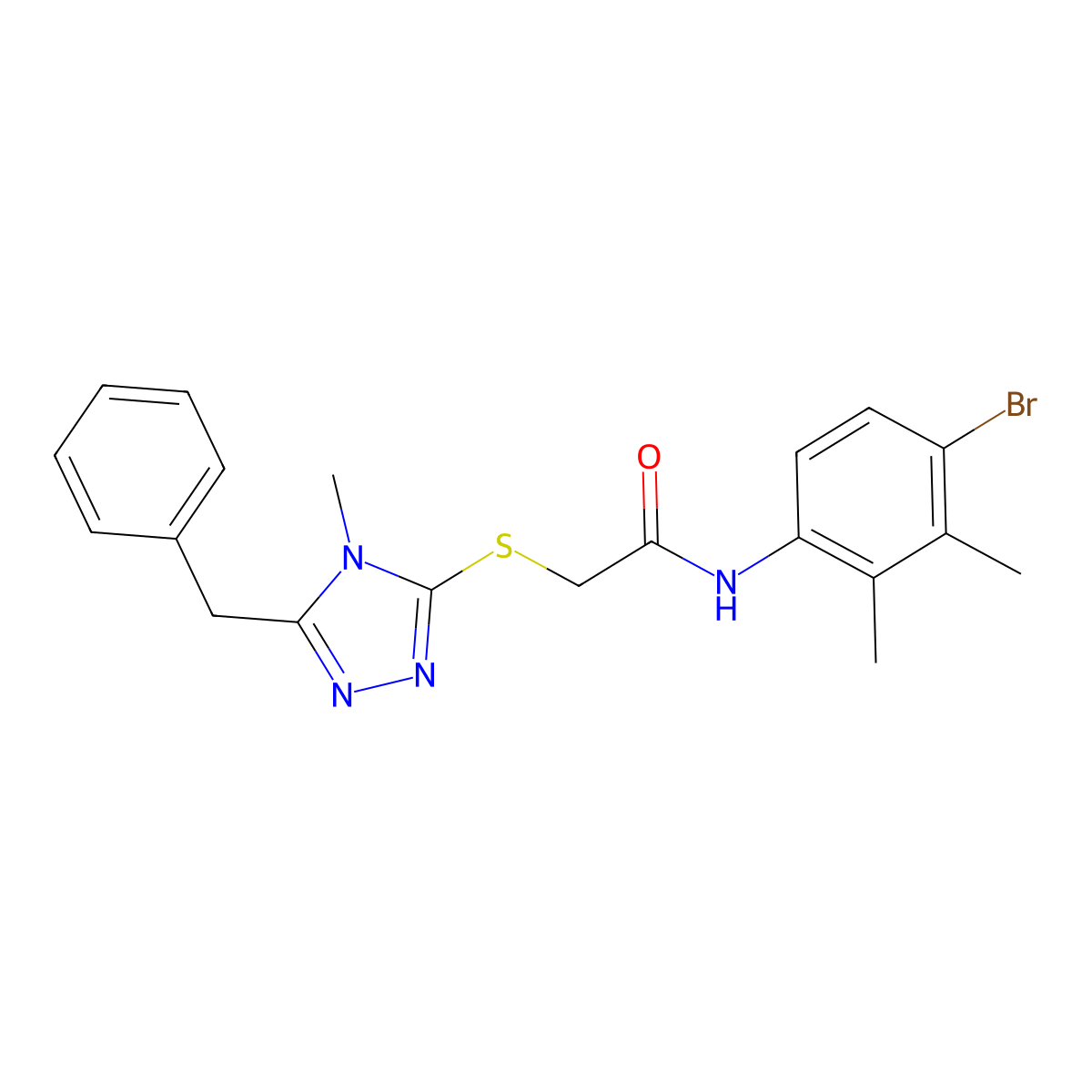 2-[(5-benzyl-4-methyl-1,2,4-triazol-3-yl)sulfanyl]-N-(4-bromo-2,3-dimethylphenyl)acetamide molecular structure, CAS 665018-24-6
