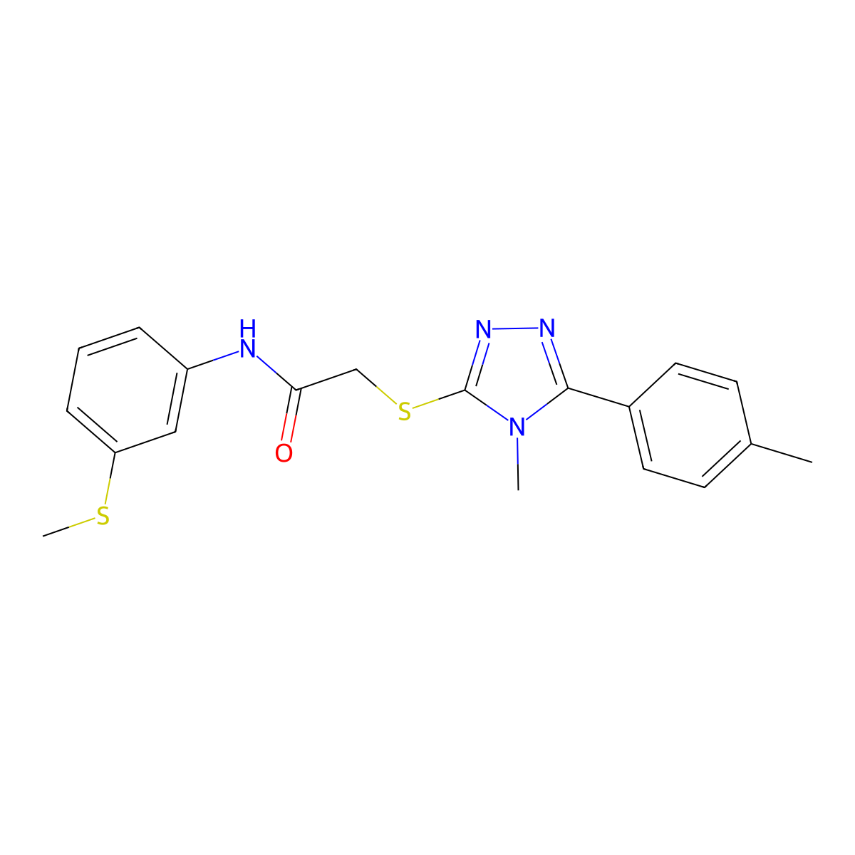 2-{[4-methyl-5-(4-methylphenyl)-4H-1,2,4-triazol-3-yl]sulfanyl}-N-[3-(methylsulfanyl)phenyl]acetamide molecular structure, CAS 665018-28-0