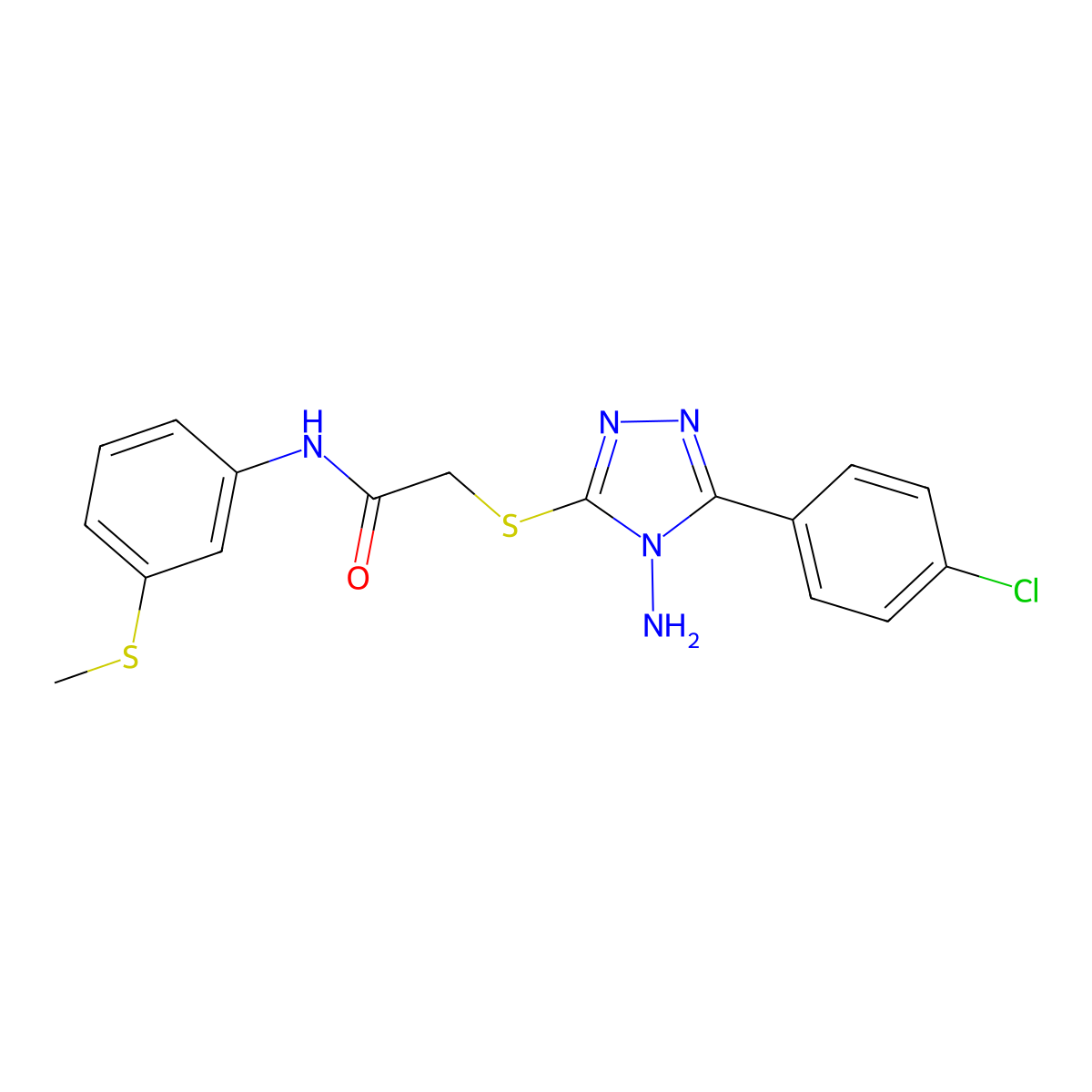 2-{[4-amino-5-(4-chlorophenyl)-4H-1,2,4-triazol-3-yl]sulfanyl}-N-[3-(methylsulfanyl)phenyl]acetamide molecular structure, CAS 665018-30-4