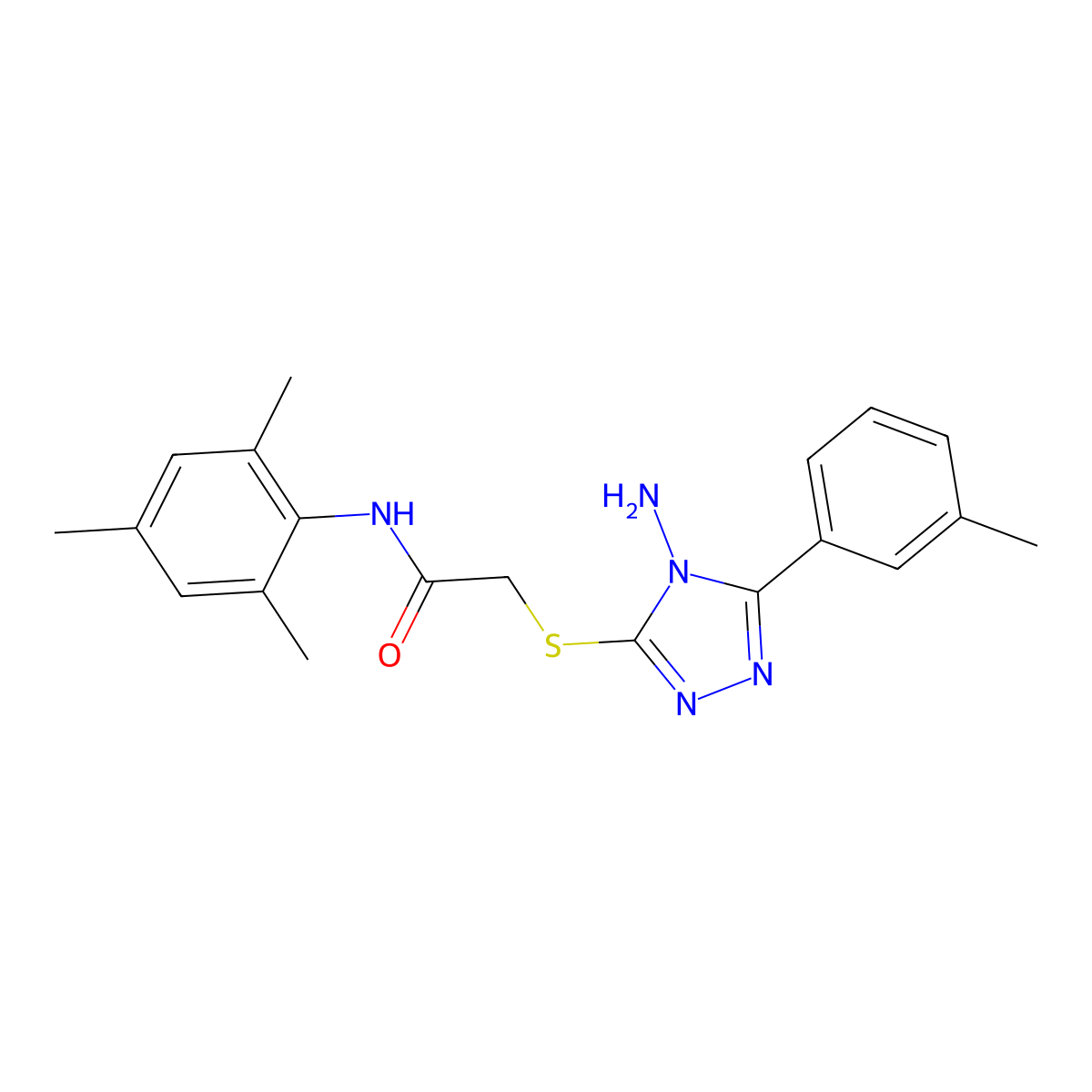2-{[4-amino-5-(3-methylphenyl)-4H-1,2,4-triazol-3-yl]sulfanyl}-N-(2,4,6-trimethylphenyl)acetamide molecular structure, CAS 665018-56-4