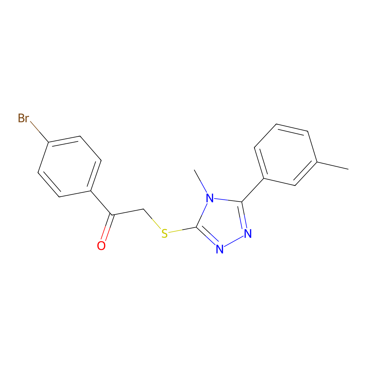 1-(4-Bromophenyl)-2-[[4-methyl-5-(3-methylphenyl)-1,2,4-triazol-3-yl]sulfanyl]ethanone molecular structure, CAS 665018-59-7