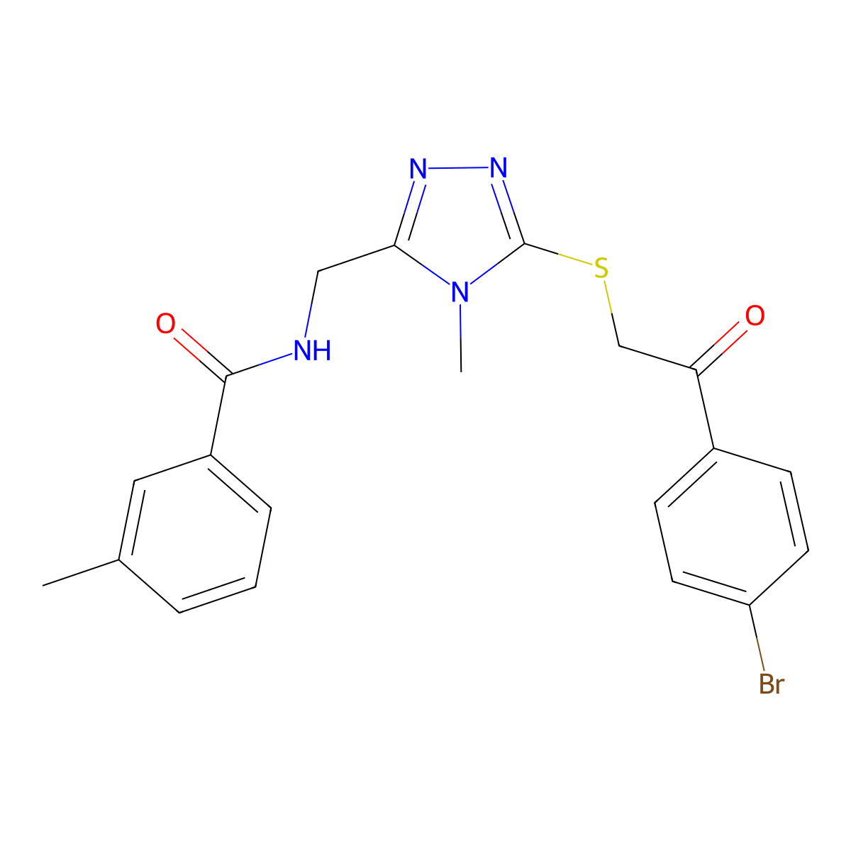 N-[(5-{[2-(4-bromophenyl)-2-oxoethyl]sulfanyl}-4-methyl-4H-1,2,4-triazol-3-yl)methyl]-3-methylbenzamide molecular structure, CAS 665018-60-0