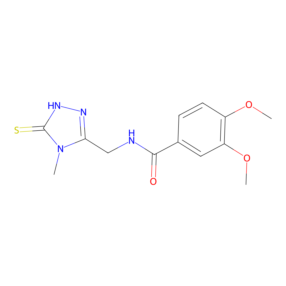 3,4-dimethoxy-N-[(4-methyl-5-sulfanyl-4H-1,2,4-triazol-3-yl)methyl]benzamide molecular structure, CAS 665018-74-6