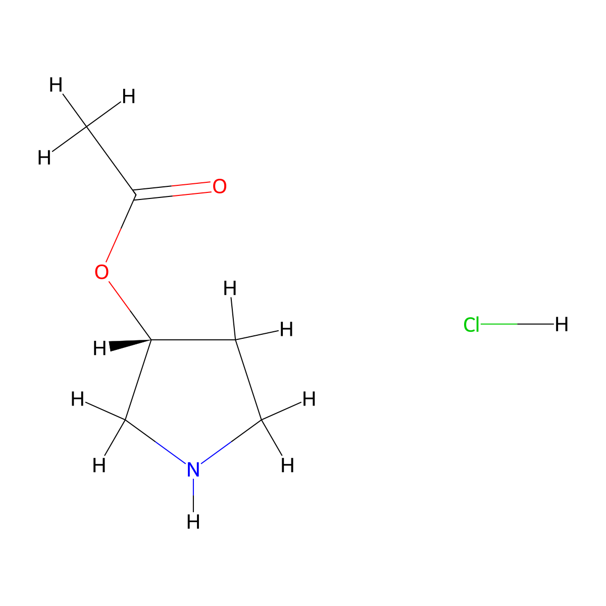 (3R)-pyrrolidin-3-yl acetate hydrochloride molecular structure, CAS 665019-36-3