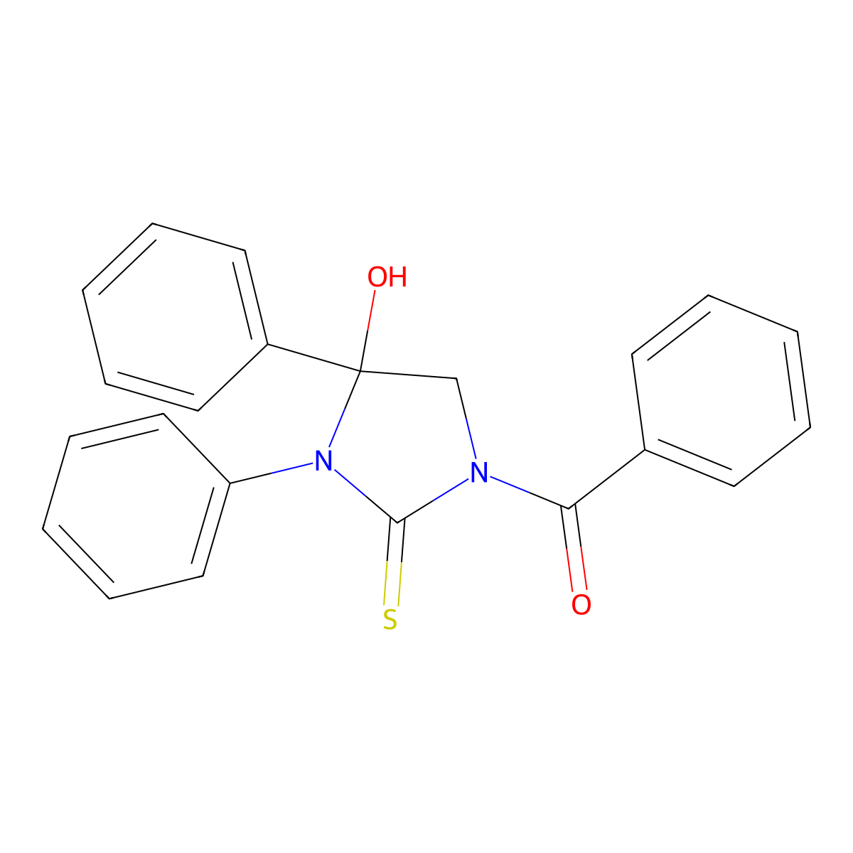 1-Benzoyl-4-hydroxy-3,4-diphenyl-2-imidazolidinethione molecular structure, CAS 665020-85-9