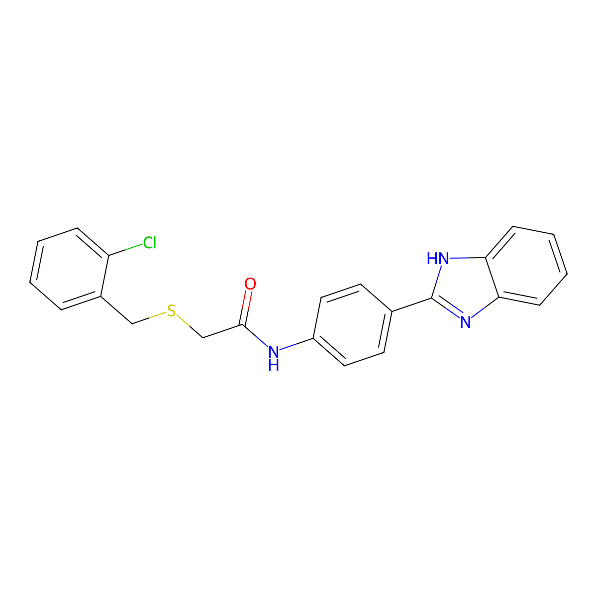 N-[4-(1H-benzimidazol-2-yl)phenyl]-2-[(2-chlorobenzyl)sulfanyl]acetamide molecular structure, CAS 665025-16-1