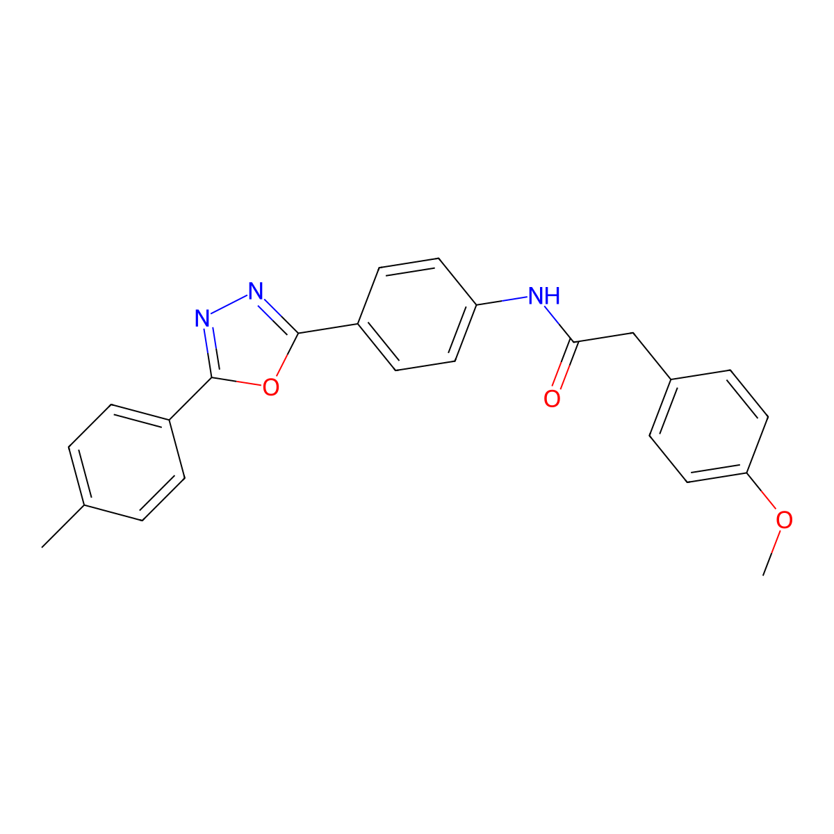 2-(4-methoxyphenyl)-N-[4-[5-(4-methylphenyl)-1,3,4-oxadiazol-2-yl]phenyl]acetamide molecular structure, CAS 665025-22-9