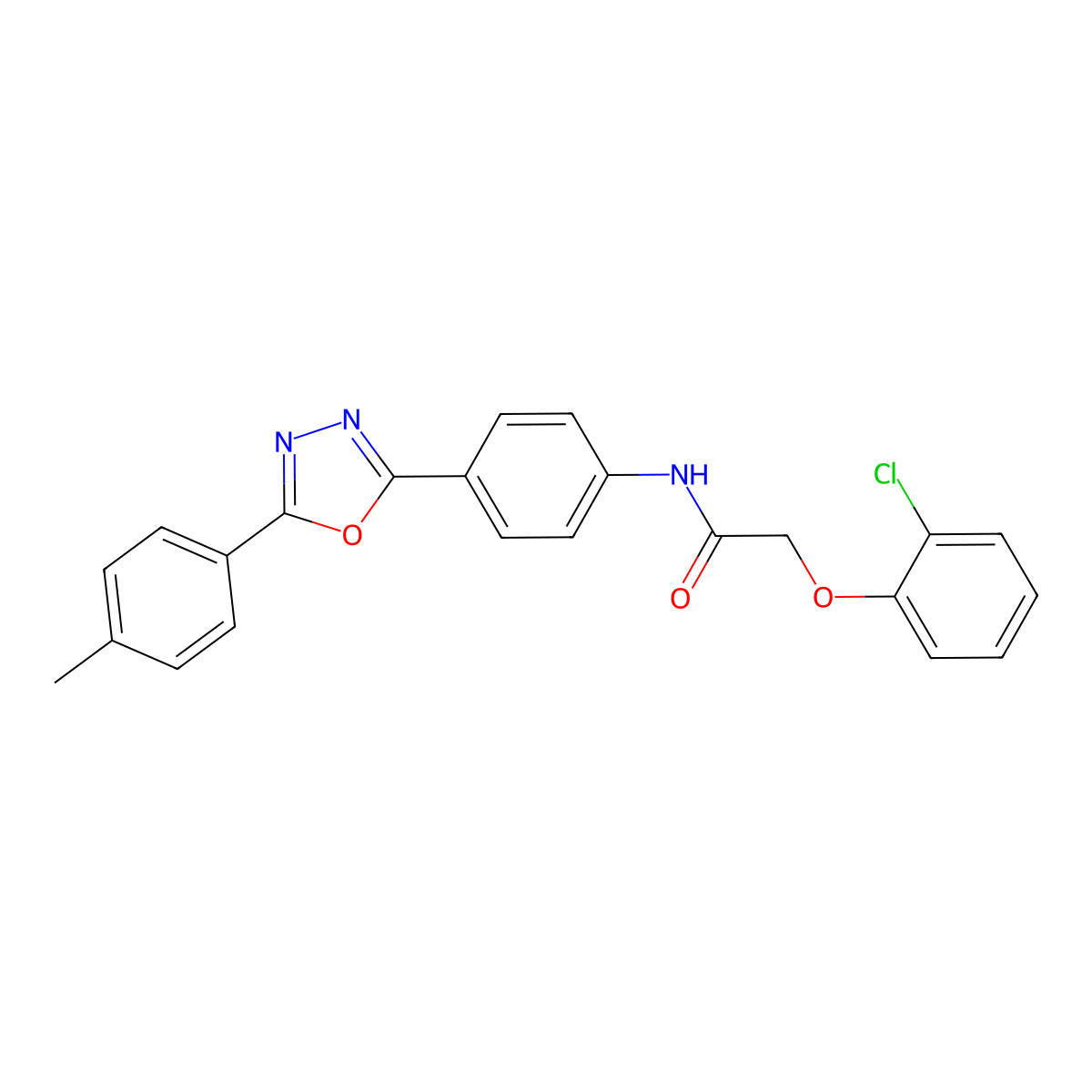 2-(2-chlorophenoxy)-N-[4-[5-(4-methylphenyl)-1,3,4-oxadiazol-2-yl]phenyl]acetamide molecular structure, CAS 665025-23-0