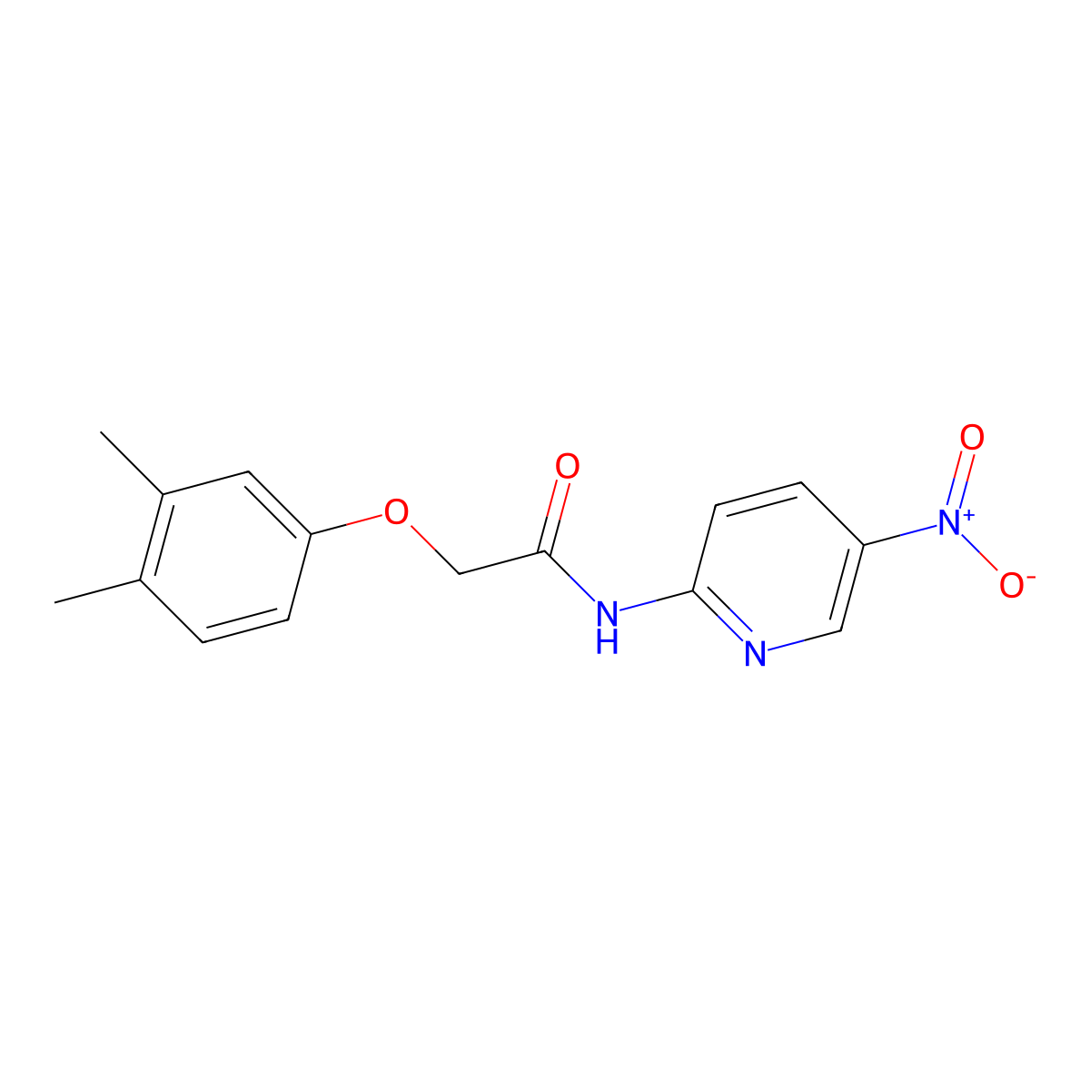 2-(3,4-dimethylphenoxy)-N-(5-nitropyridin-2-yl)acetamide molecular structure, CAS 665025-25-2