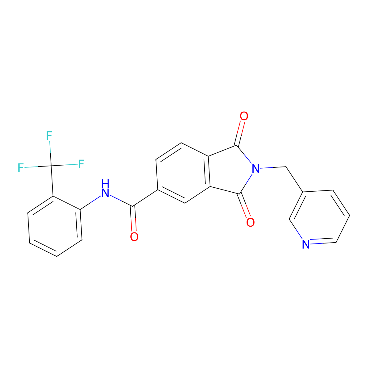 1,3-dioxo-2-(pyridin-3-ylmethyl)-N-[2-(trifluoromethyl)phenyl]isoindole-5-carboxamide molecular structure, CAS 665025-28-5
