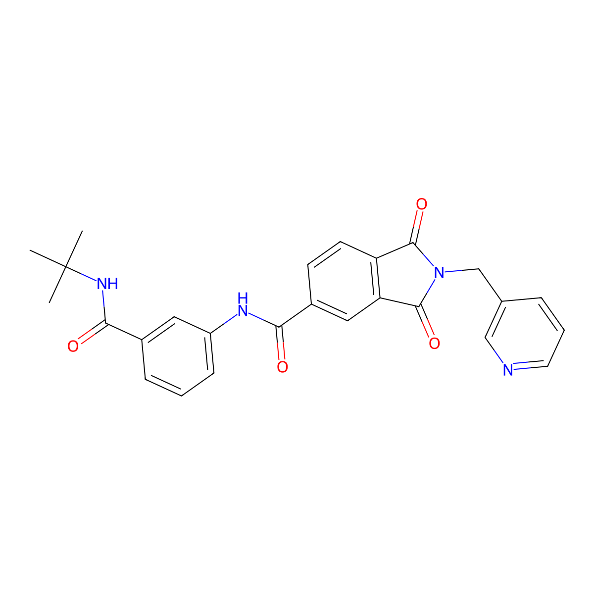 N-[3-(tert-butylcarbamoyl)phenyl]-1,3-dioxo-2-(pyridin-3-ylmethyl)isoindole-5-carboxamide molecular structure, CAS 665025-29-6