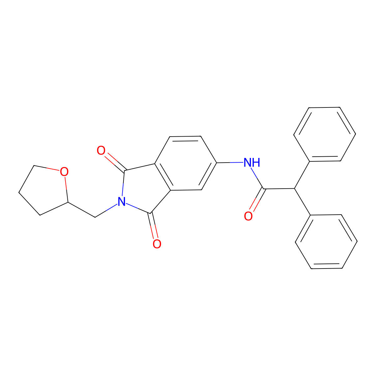N-[1,3-dioxo-2-(oxolan-2-ylmethyl)isoindol-5-yl]-2,2-diphenylacetamide molecular structure, CAS 665025-38-7