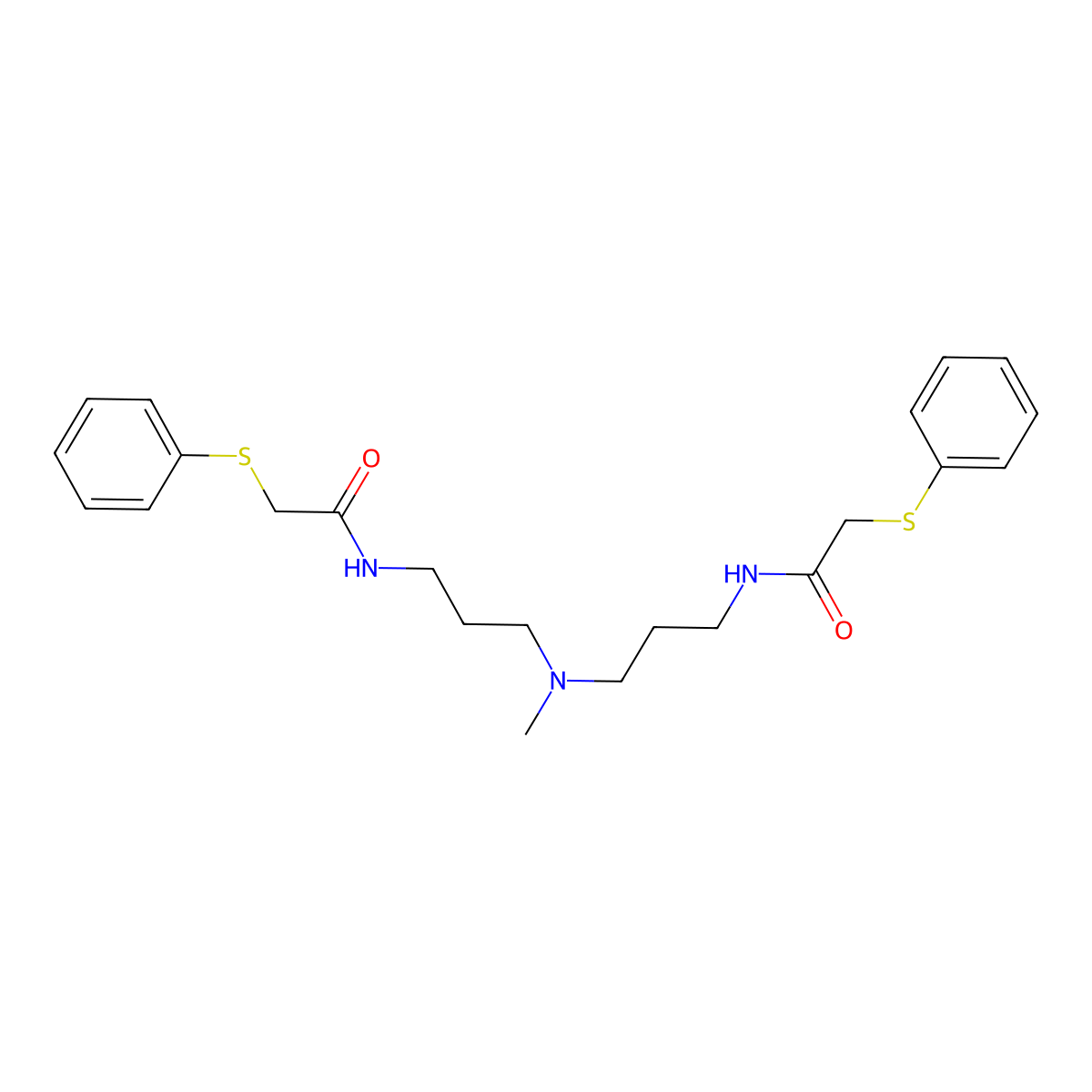 N-[3-[methyl-[3-[(2-phenylsulfanylacetyl)amino]propyl]amino]propyl]-2-phenylsulfanylacetamide molecular structure, CAS 665025-43-4