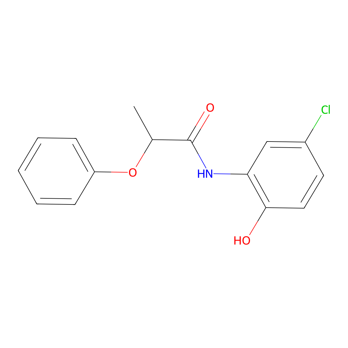 N-(5-chloro-2-hydroxyphenyl)-2-phenoxypropanamide molecular structure, CAS 665025-45-6