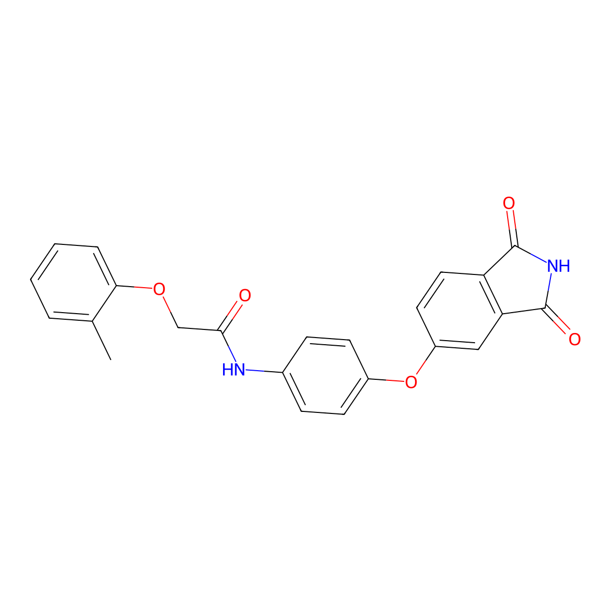 N-[4-(1,3-dioxoisoindol-5-yl)oxyphenyl]-2-(2-methylphenoxy)acetamide molecular structure, CAS 665025-53-6
