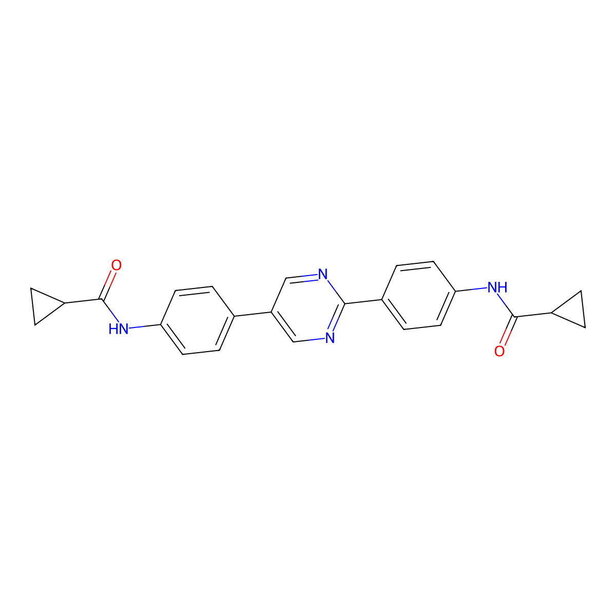 N-[4-[2-[4-(cyclopropanecarbonylamino)phenyl]pyrimidin-5-yl]phenyl]cyclopropanecarboxamide molecular structure, CAS 665025-54-7