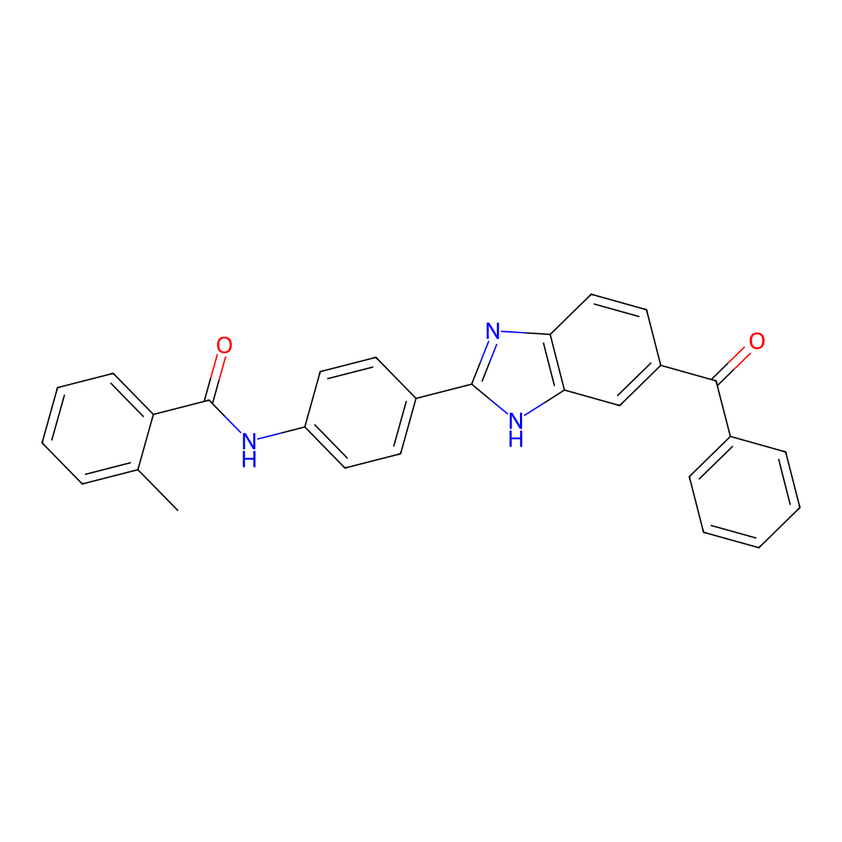 N-[4-(5-benzoyl-1H-benzimidazol-2-yl)phenyl]-2-methylbenzamide molecular structure, CAS 665025-59-2