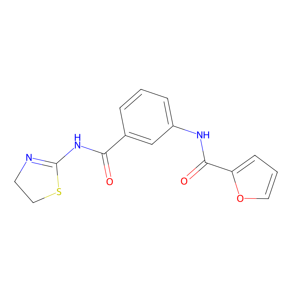 N-[3-(4,5-dihydro-1,3-thiazol-2-ylcarbamoyl)phenyl]furan-2-carboxamide molecular structure, CAS 665025-69-4