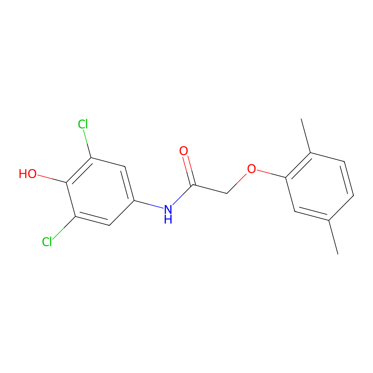 N-(3,5-dichloro-4-hydroxyphenyl)-2-(2,5-dimethylphenoxy)acetamide molecular structure, CAS 665025-90-1