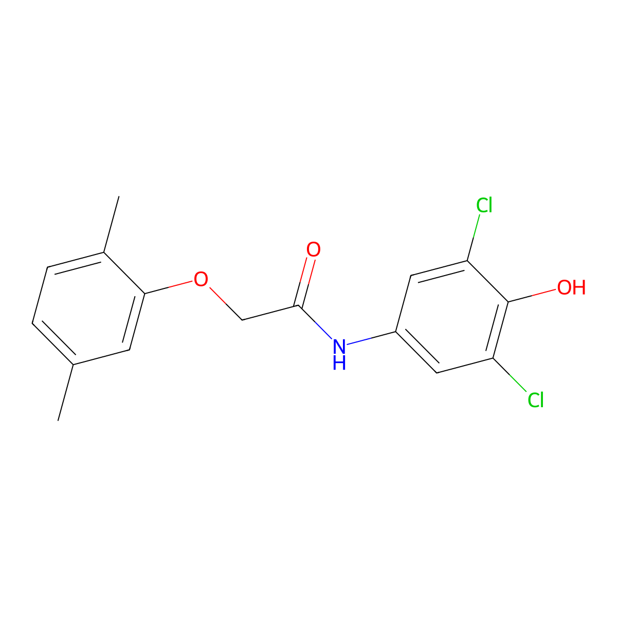N-(3,5-dichloro-4-hydroxyphenyl)-2-(2,5-dimethylphenoxy)acetamide molecular structure, CAS 665025-90-1