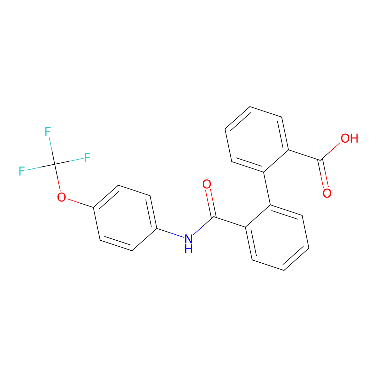 2-[2-[[4-(Trifluoromethoxy)phenyl]carbamoyl]phenyl]benzoic acid molecular structure, CAS 665025-91-2