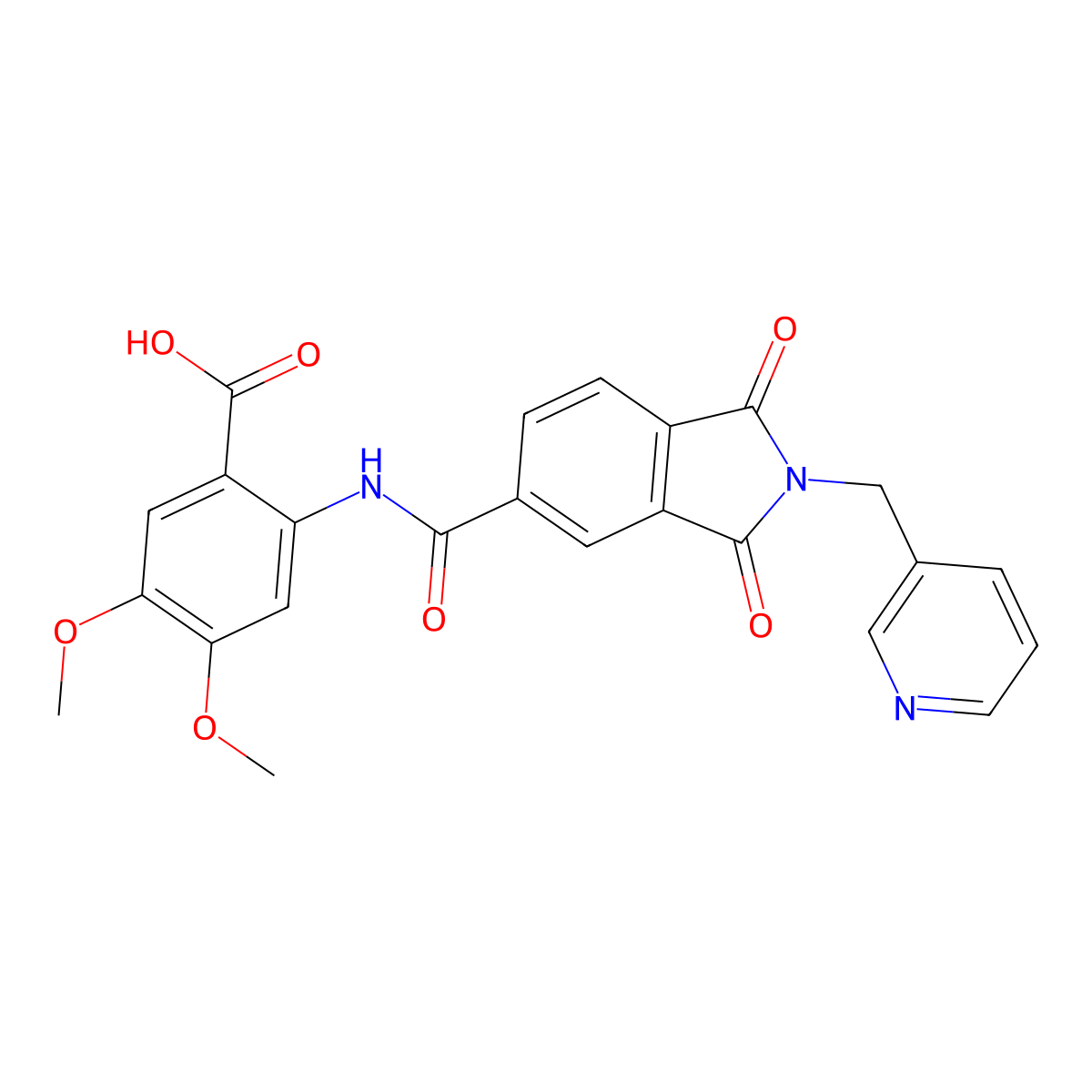 2-[[1,3-Dioxo-2-(pyridin-3-ylmethyl)isoindole-5-carbonyl]amino]-4,5-dimethoxybenzoic acid molecular structure, CAS 665026-00-6