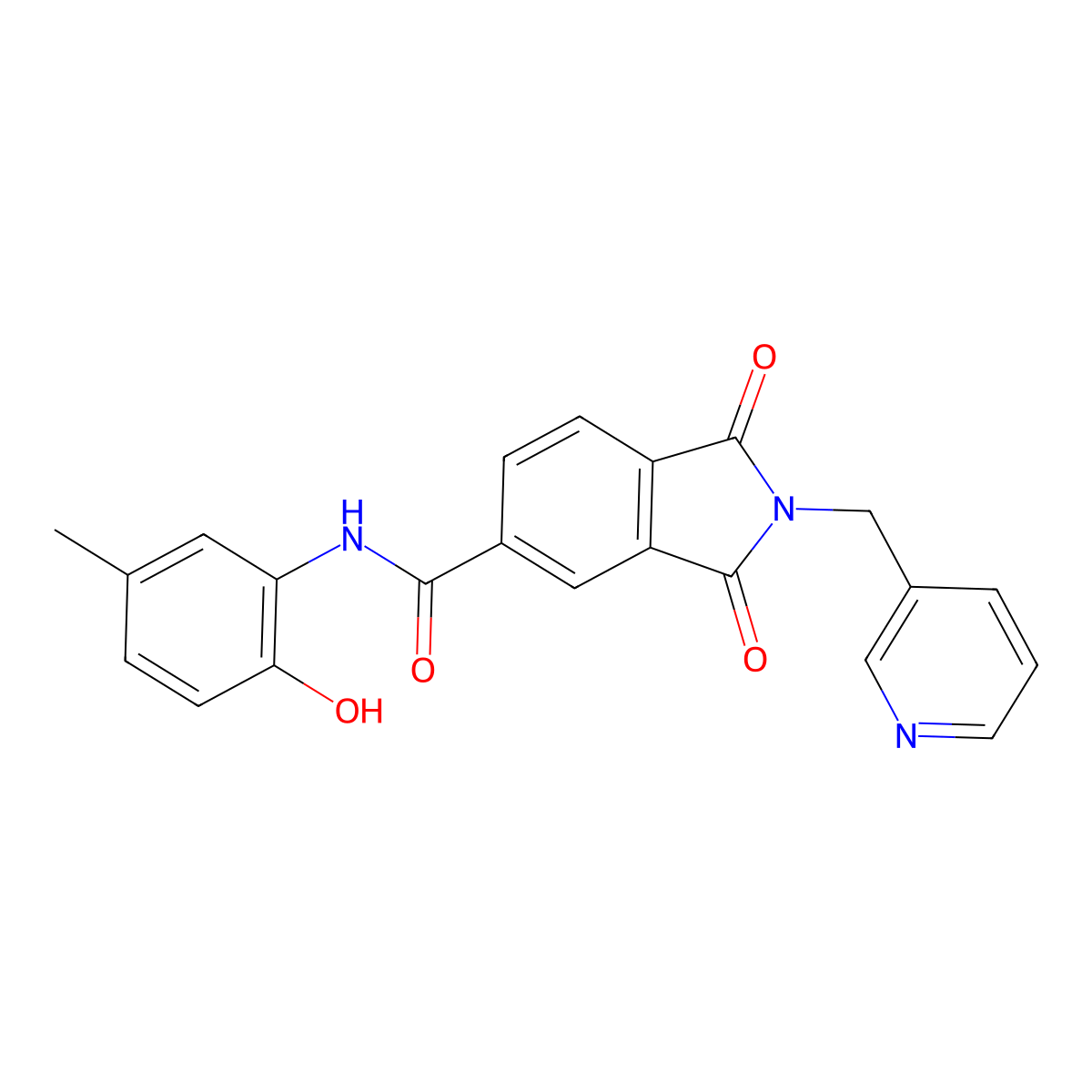 N-(2-hydroxy-5-methylphenyl)-1,3-dioxo-2-(pyridin-3-ylmethyl)isoindole-5-carboxamide molecular structure, CAS 665026-04-0