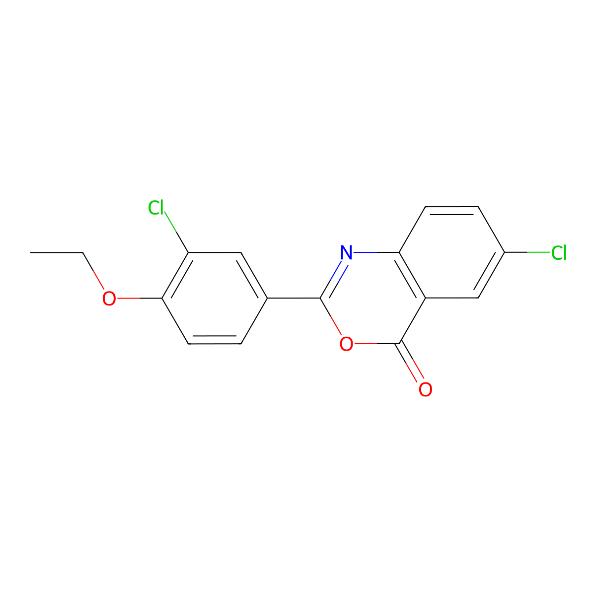6-Chloro-2-(3-chloro-4-ethoxyphenyl)-3,1-benzoxazin-4-one molecular structure, CAS 665026-28-8
