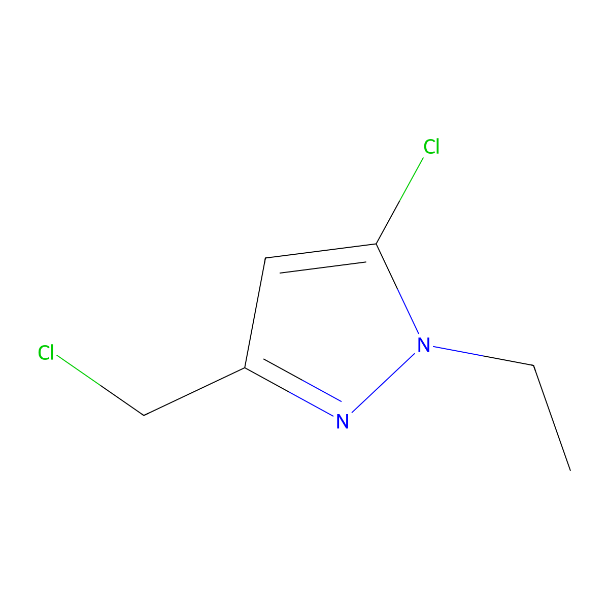 5-chloro-3-(chloromethyl)-1-ethyl-1H-pyrazole molecular structure, CAS 665026-46-0