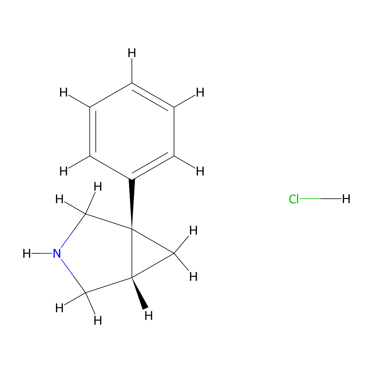 rac-(1R,5S)-1-phenyl-3-azabicyclo(3.1.0)hexane hydrochloride molecular structure, CAS 66504-36-7