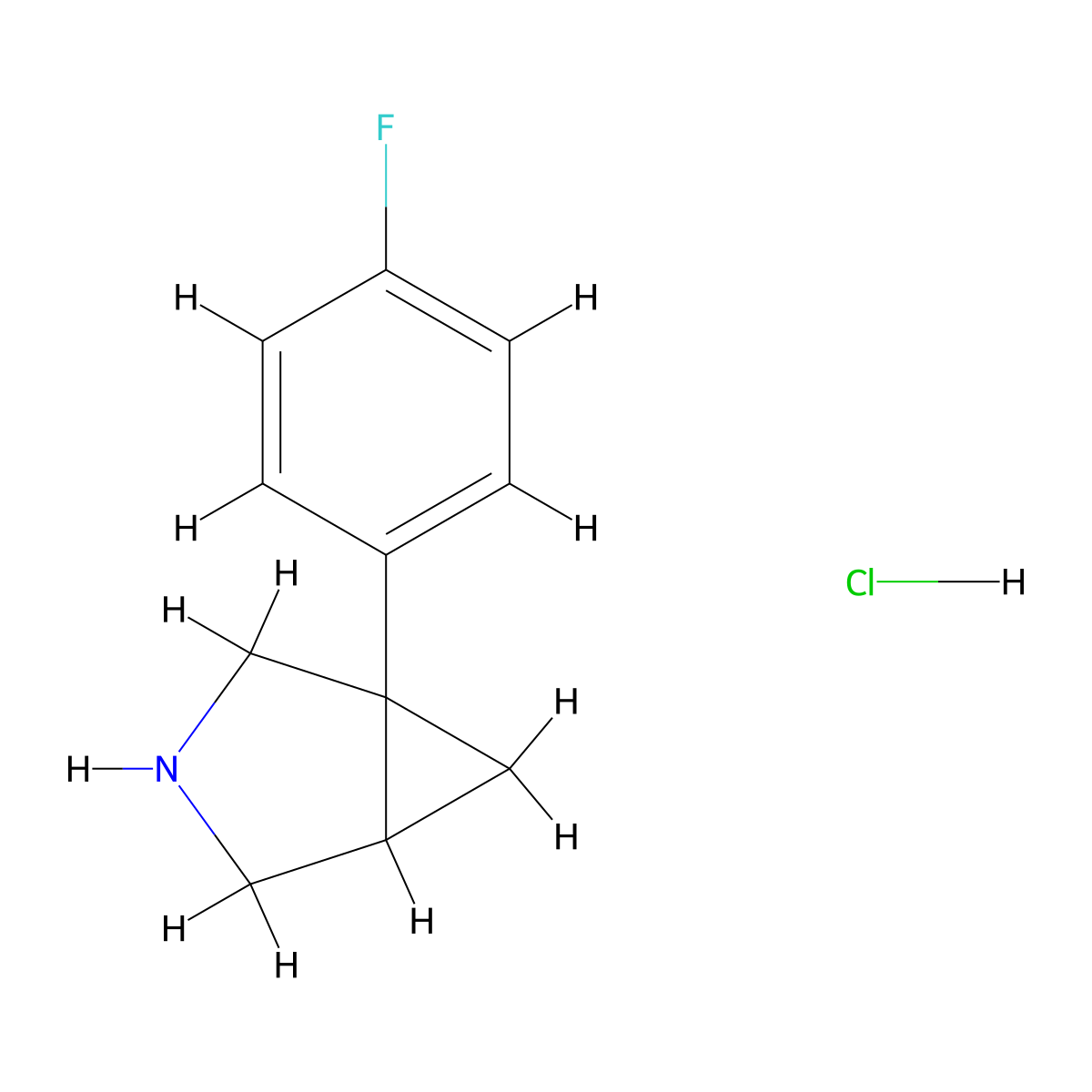 1-(4-Fluorophenyl)-3-azabicyclo[3.1.0]hexane hydrochloride molecular structure, CAS 66504-54-9