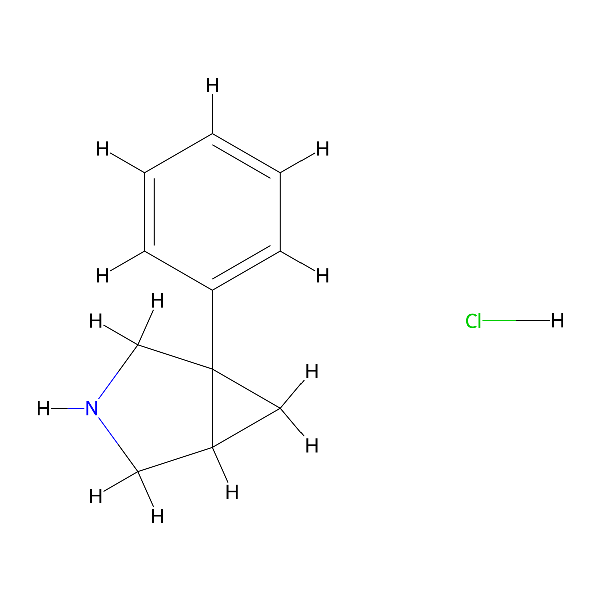 1-Phenyl-3-azabicyclo[3.1.0]hexane hydrochloride molecular structure, CAS 66505-14-4