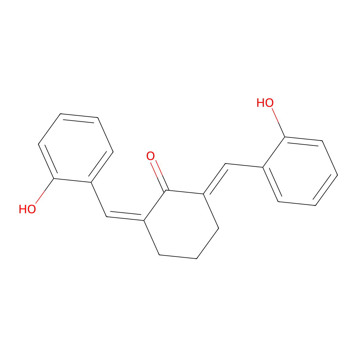 2,6-Bis[(2-hydroxyphenyl)methylene]cyclohexanone molecular structure, CAS 66508-99-4