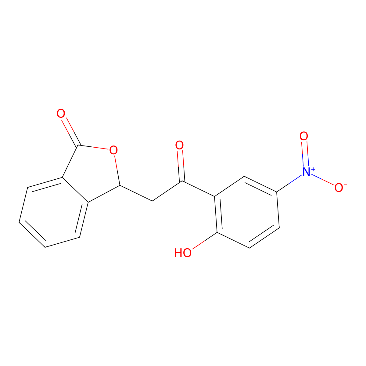 1(3H)-Isobenzofuranone, 3-[2-(2-hydroxy-5-nitrophenyl)-2-oxoethyl]- molecular structure, CAS 66510-11-0