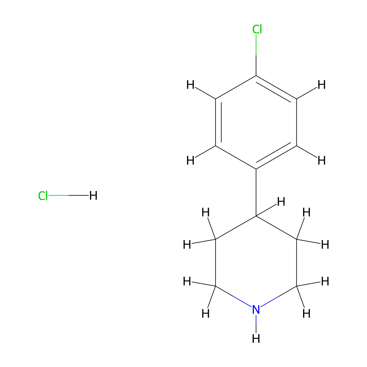4-(4-chlorophenyl)piperidine Hydrochloride molecular structure, CAS 6652-06-8