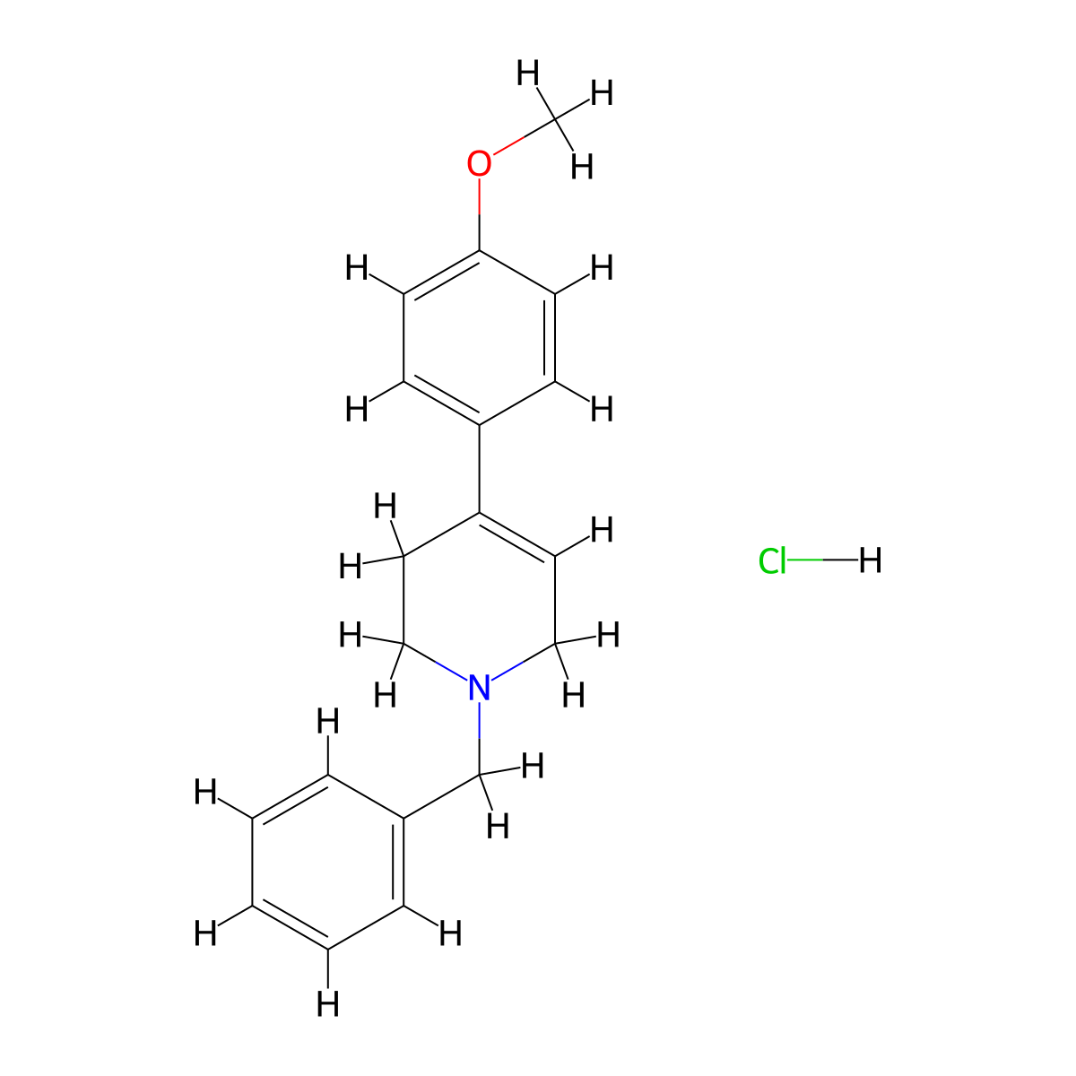 1-Benzyl-4-(4-methoxyphenyl)-1,2,3,6-tetrahydropyridine hydrochloride molecular structure, CAS 6652-19-3