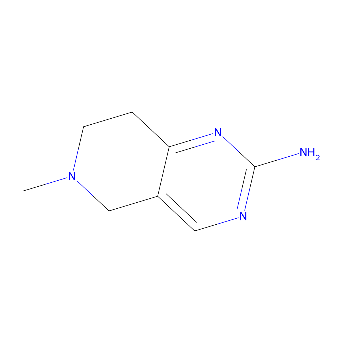 6-Methyl-5,6,7,8-tetrahydro-pyrido[4,3-d]pyrimidin-2-ylamine molecular structure, CAS 66521-82-2