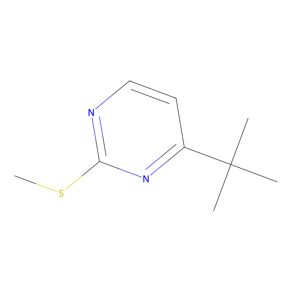 4-(tert-Butyl)-2-(methylthio)pyrimidine molecular structure, CAS 66522-12-1