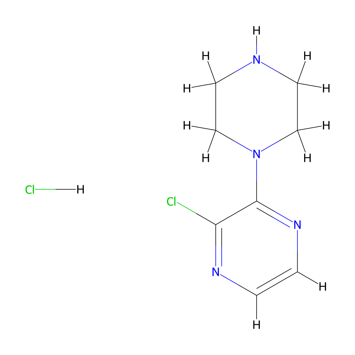 2-Chloro-3-(piperazin-1-yl)pyrazine hydrochloride molecular structure, CAS 66522-30-3