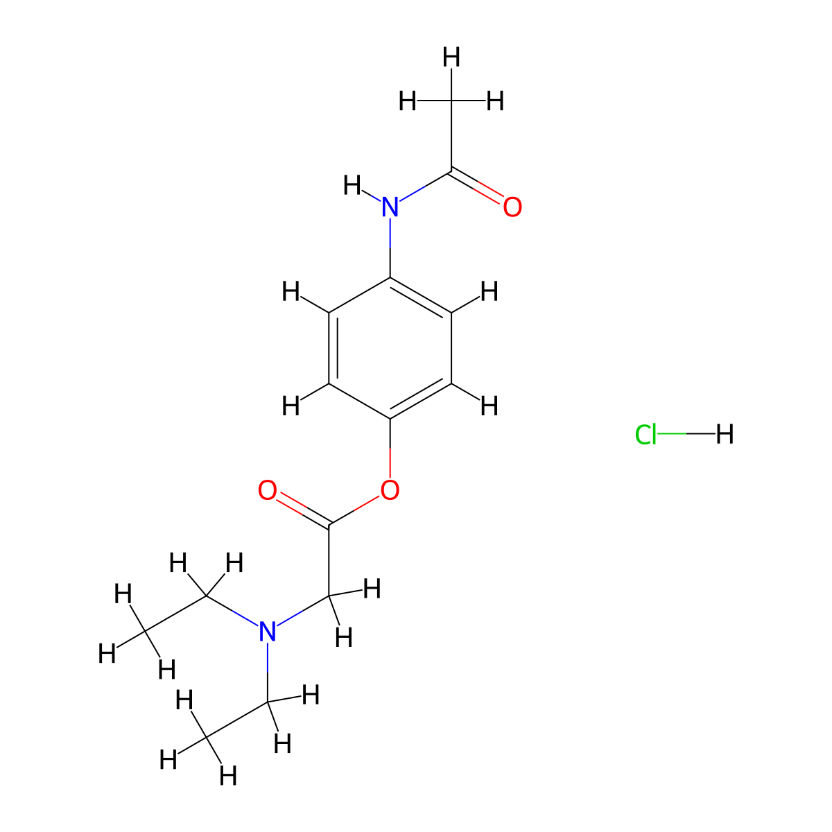 Glycine, N,N-diethyl-, 4-(acetylamino)phenyl ester, hydrochloride (1:1) molecular structure, CAS 66532-86-3