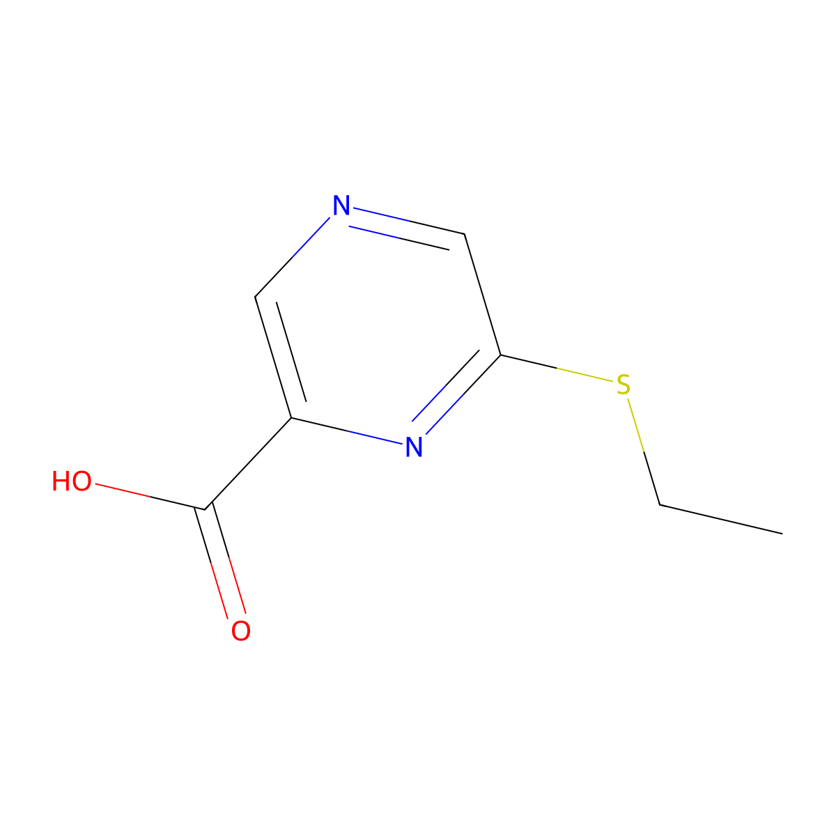 6-(Ethylsulfanyl)pyrazine-2-carboxylic acid molecular structure, CAS 66533-64-0
