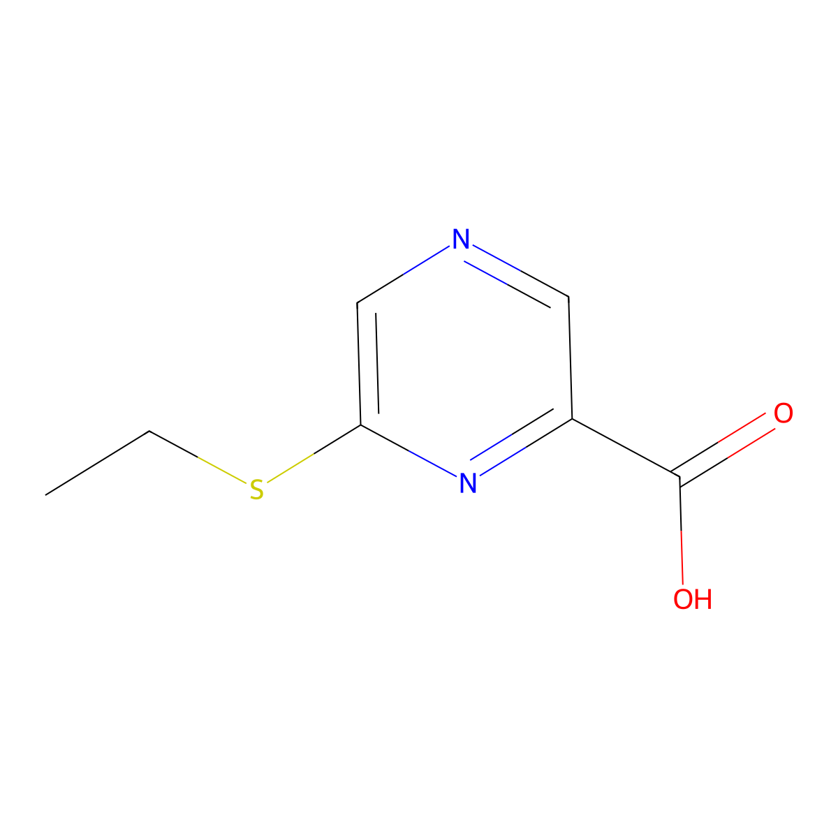 6-(Ethylsulfanyl)pyrazine-2-carboxylic acid molecular structure, CAS 66533-64-0