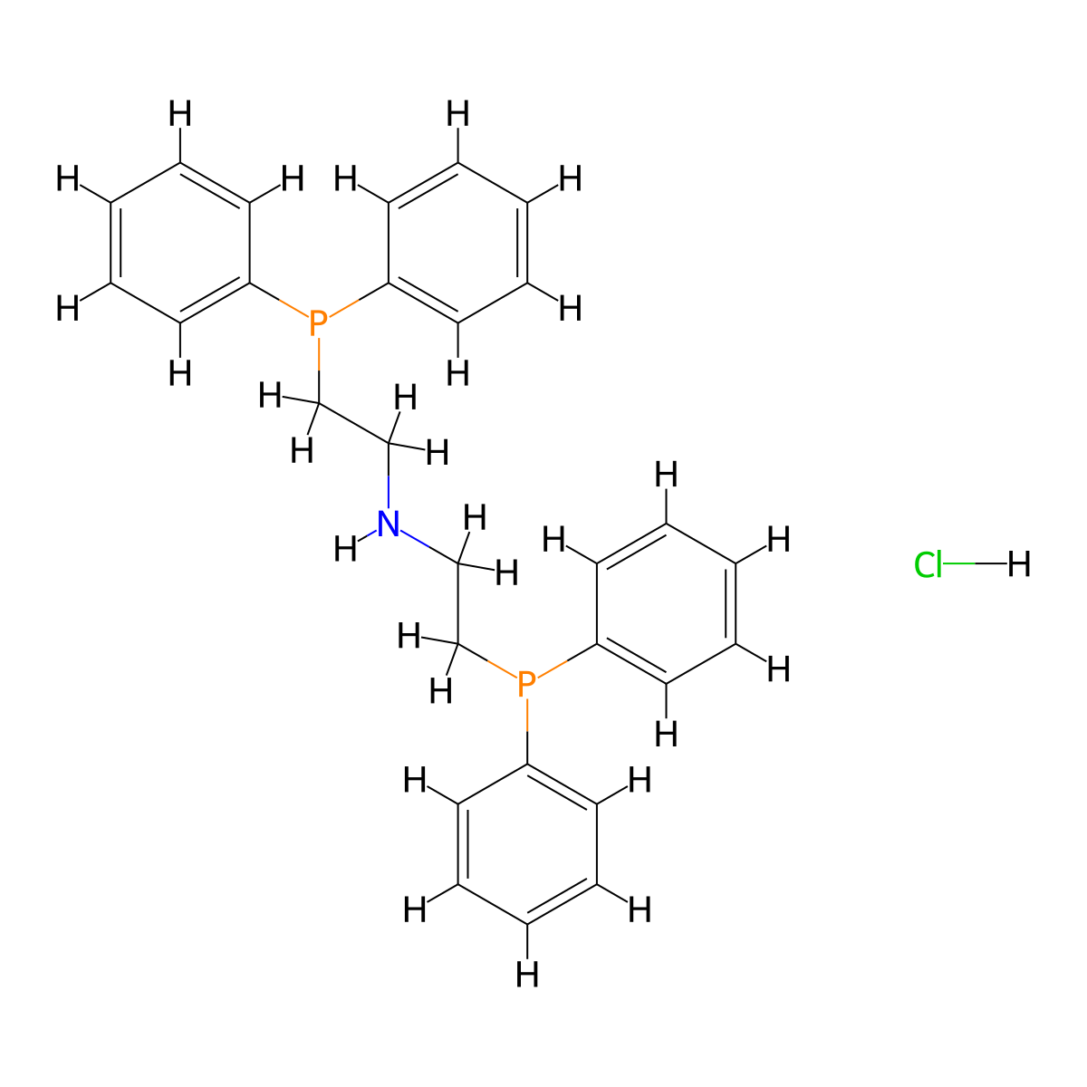 Bis(2-(diphenylphosphino)ethyl)amine hydrochloride molecular structure, CAS 66534-97-2