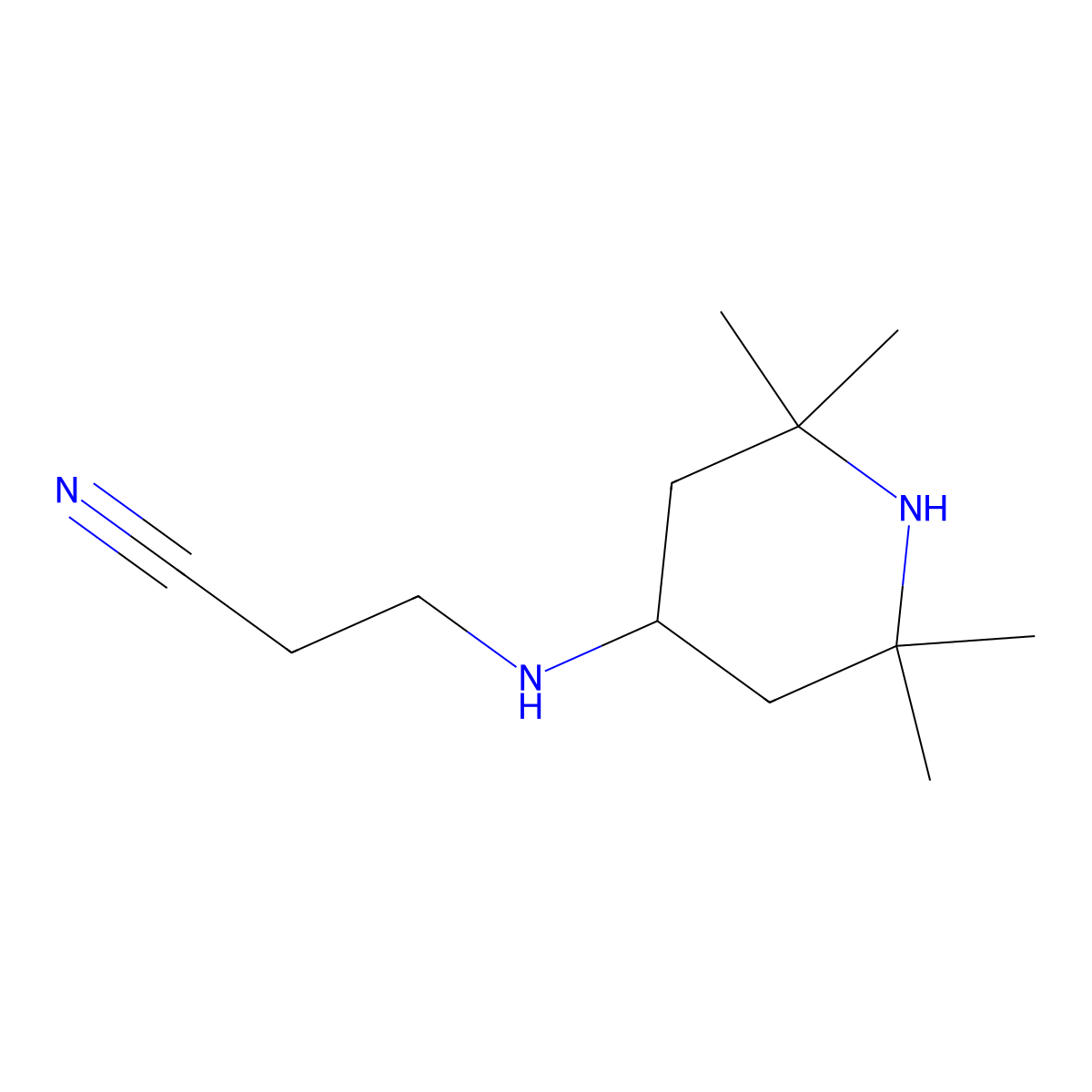 3-[(2,2,6,6-Tetramethylpiperidin-4-yl)amino]propanenitrile molecular structure, CAS 66536-36-5