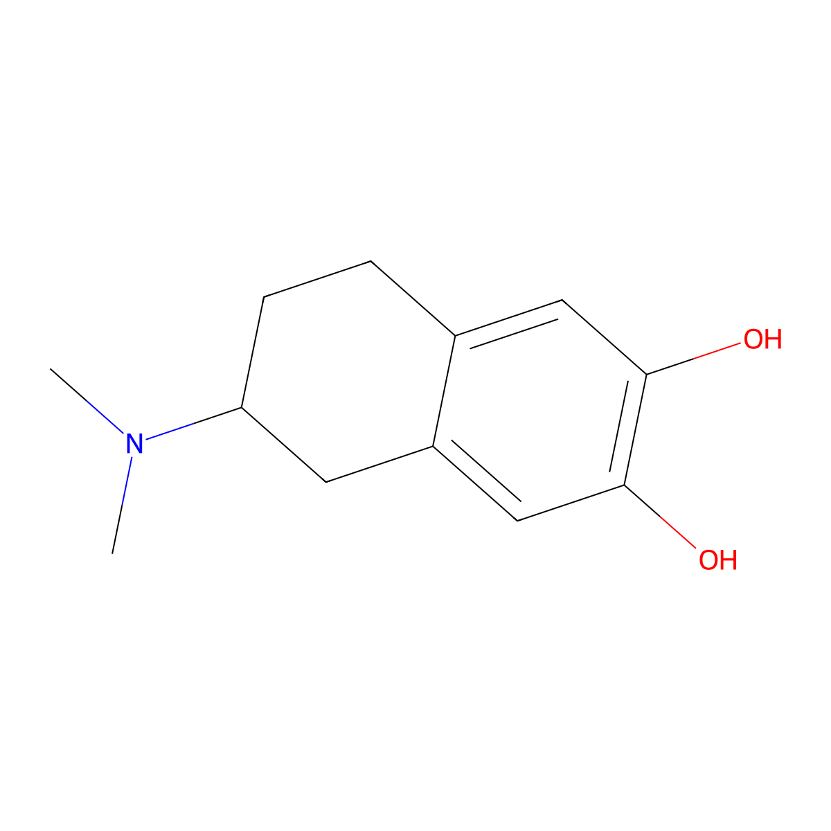 2-(N,N-dimethylamino)-6,7-dihydroxytetralin molecular structure, CAS 66543-77-9